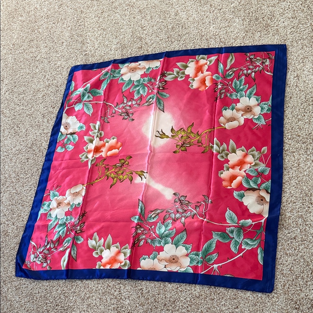 & Other Stories Pink and Blue Floral Scarf